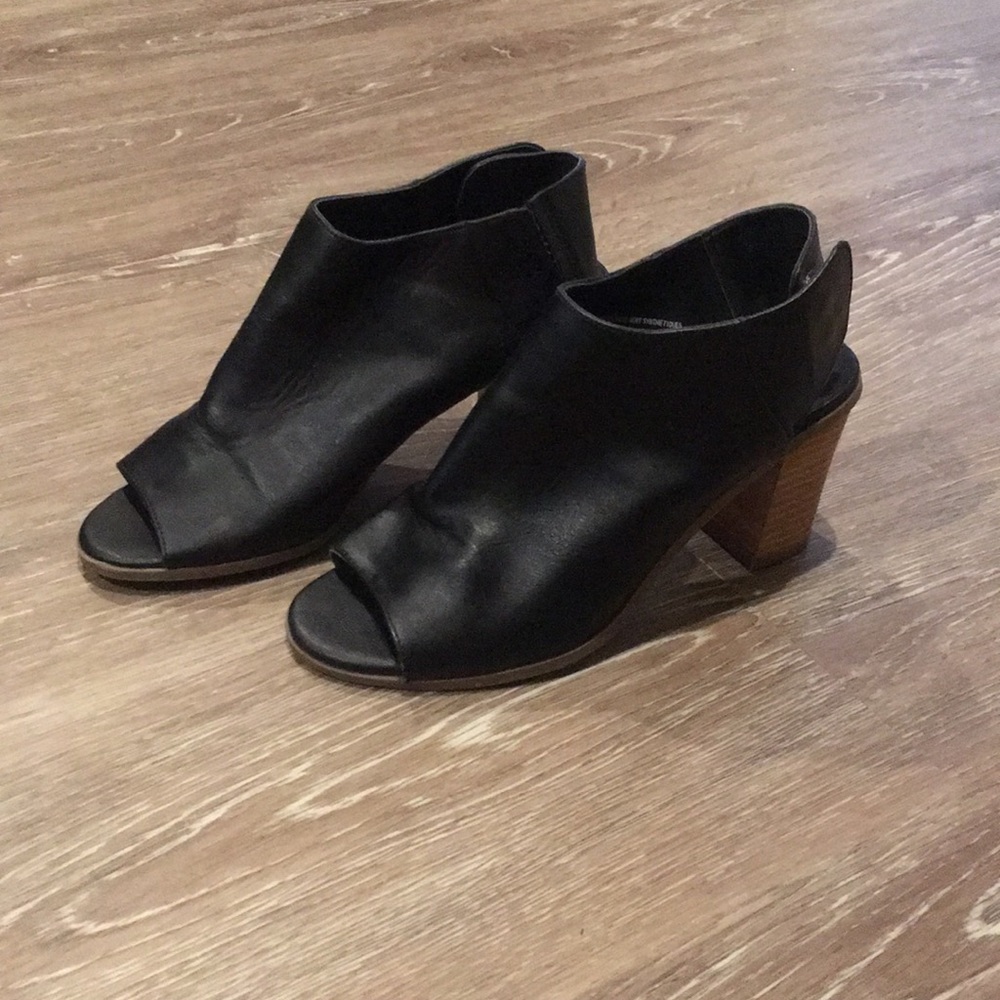 Peep toe black booties